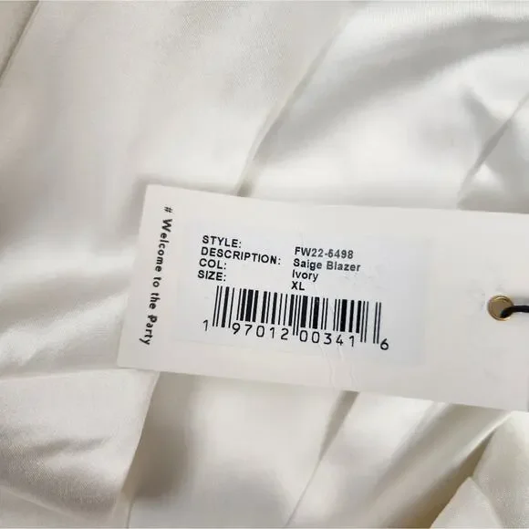 Retrofete Saige Double Breasted Blazer in Ivory Size XL NWT Satin Gold Button - Picture 12 of 14